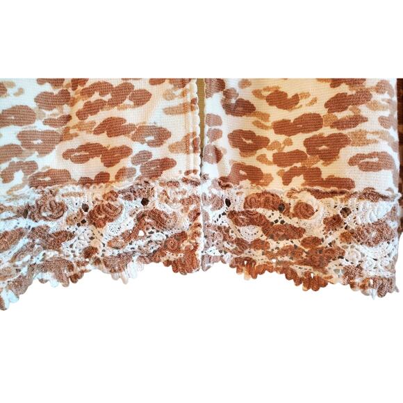 CHICO'S 2 Women 12 14 Charlee Cardigan Sweater Cheetah Cream Beige Crochet 40" - Picture 5 of 7